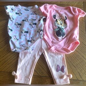 Disney Baby Set of 3 Pink Minnie Mouse Infant Clothes